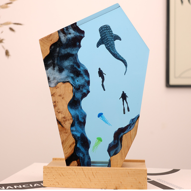 Resin Art Wedding Gift - Ornamento Luminoso da Scrivania in Resina