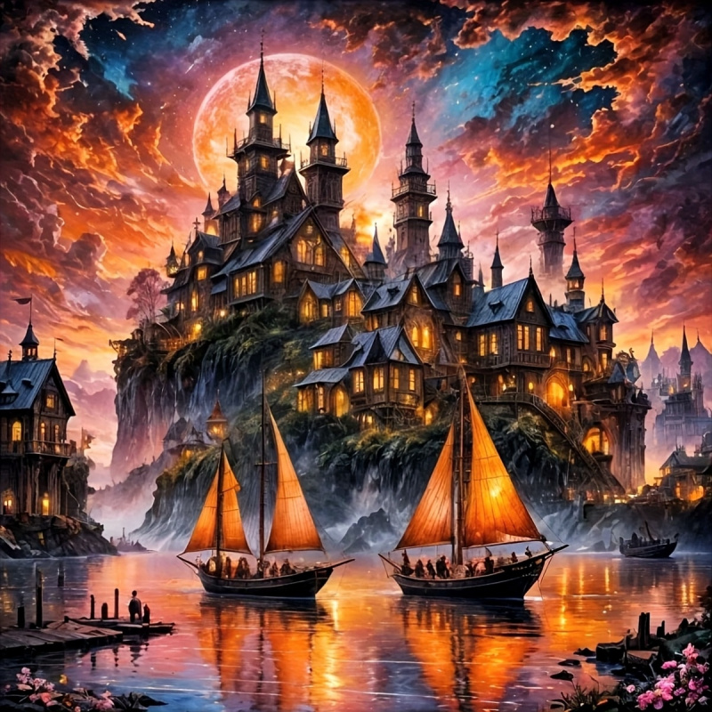 Resin Art Work - Kit per Diamond Painting, Motivi Castello