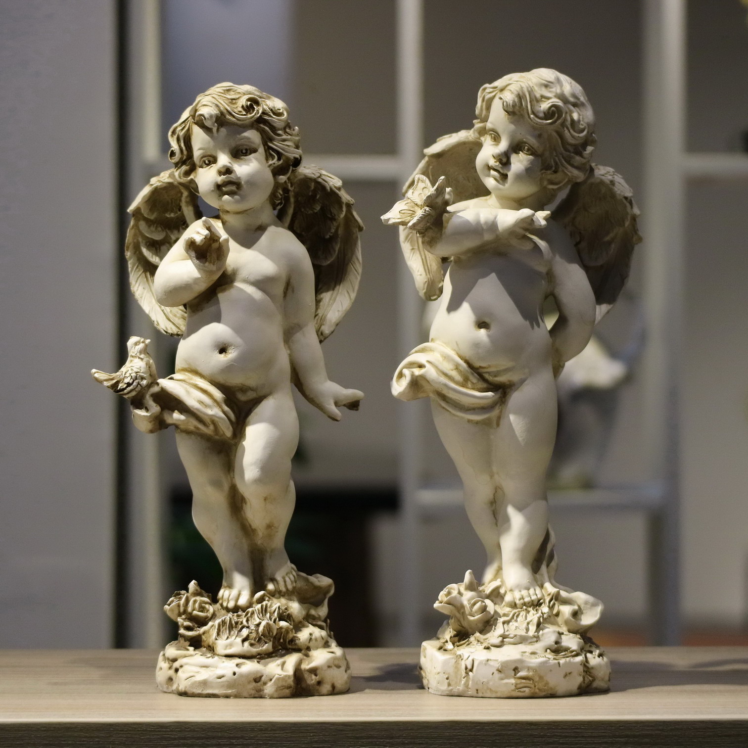 Resin Art Wedding Gift - Statuetta d'Angelo in Resina Retrò 29cm,