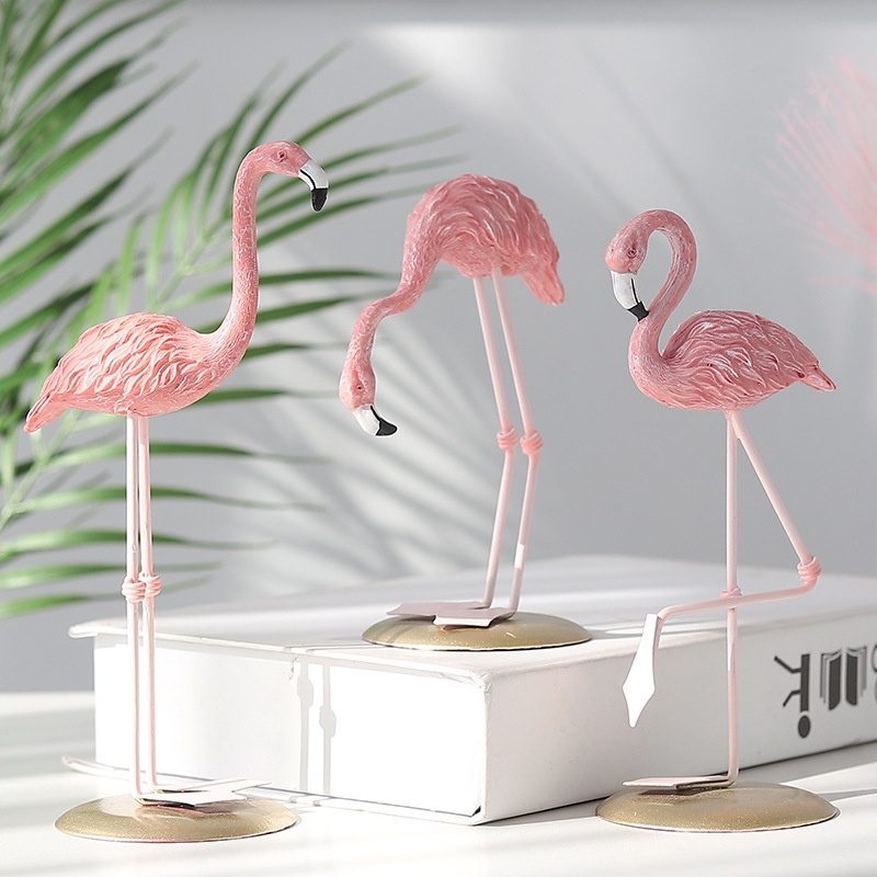 Resin Art Wedding Gift - 3 Pezzi di Statuette di Fenicotteri