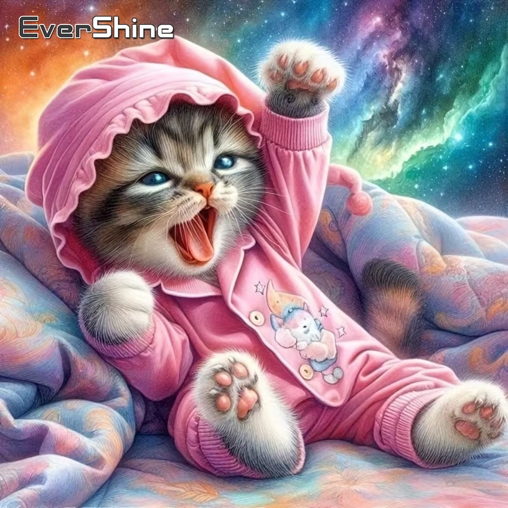 Resin Art Wallpaper - EverShine Nuovo Arrivo Pittura Diamantata Gatto,