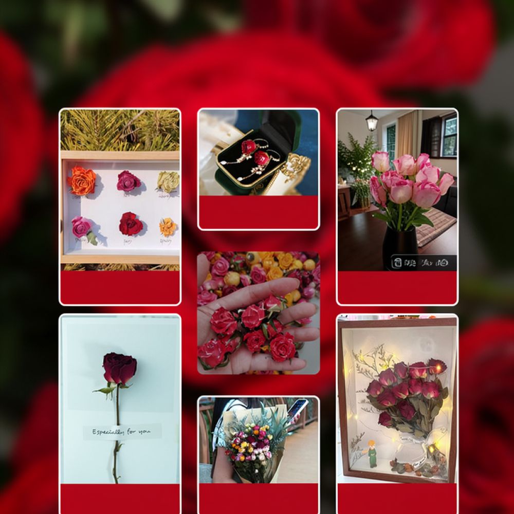 Resin Art Rose - Bouquet di rose naturali essiccate, rose